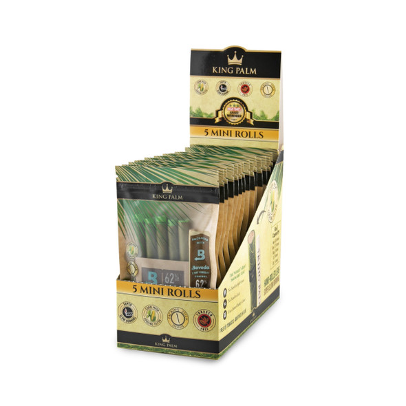 KING PALM - 5 MINI PRE-ROLL POUCH WITH BOVEDA DISPLAY OF 15