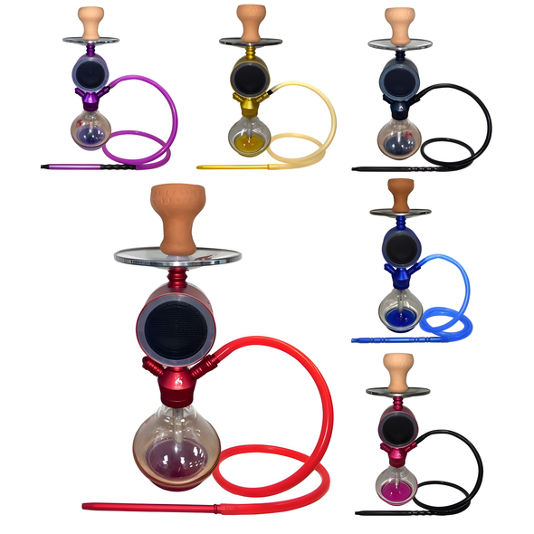 HUSIC LITTLE MIKE HOOKAH 17" ONE HOSE WITH BUILT-IN SPEAKER ASSORTED COLORS