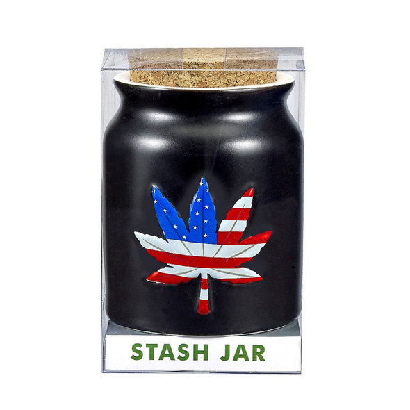 CERAMIC PATRIOTIC LEAF STACH JAR (88120)