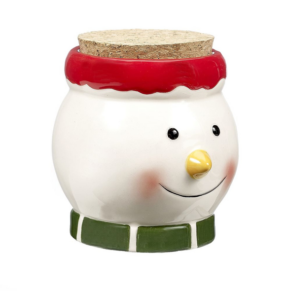 CERAMIC SNOWMAN STACH JAR (88135)