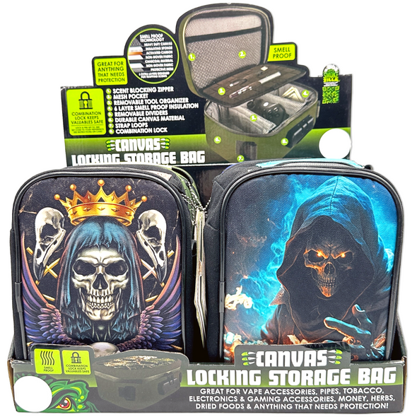 SMOKE ZILLA PRINTED CANVAS LOCKING STORAGE BAG  DISPLAY OF 4 (23720)