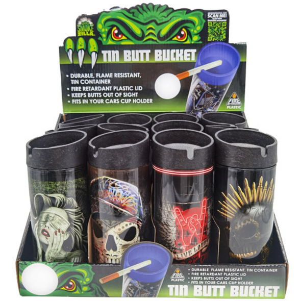 SMOKE ZILLA TIN BUTT BUCKET DISPLAY OF 12 (23474)