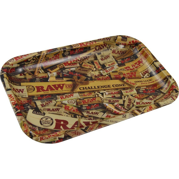 RAW - MIXED ITEMS ROLLING TRAY METAL - SMALL (RAWTRAY-3)