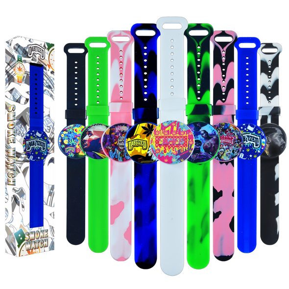 DABTIZED SILICONE SMOKE WATCHES HAND PIPES ASSORTED DESIGNS