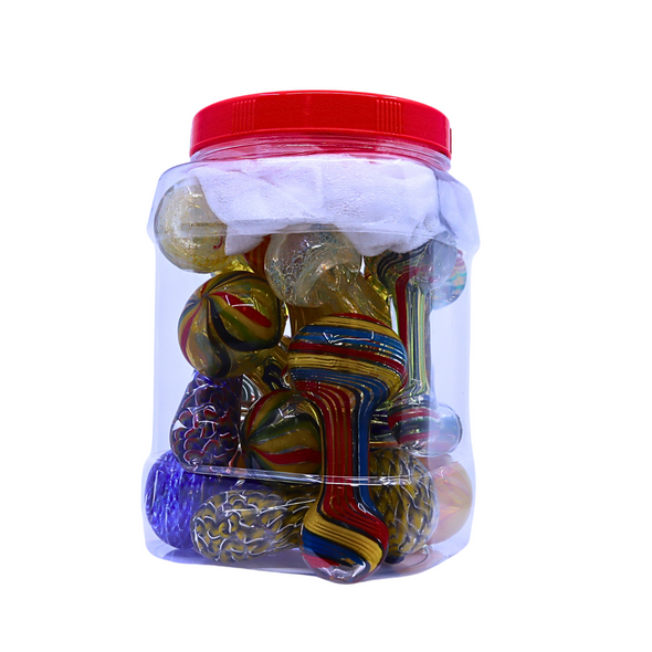 3" PREMIUM GLASS MIXED HANDPIPE JAR OF 18 (JAR-57)