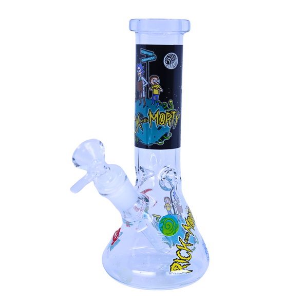 8" PREMIUM GLASS WATER PIPES GLOW IN THE DARK MIXED DESIGN (WP-377)