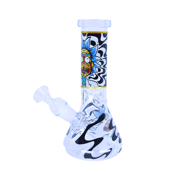 8" PREMIUM GLASS WATER PIPES GLOW IN THE DARK MIXED DESIGN (WP-378)