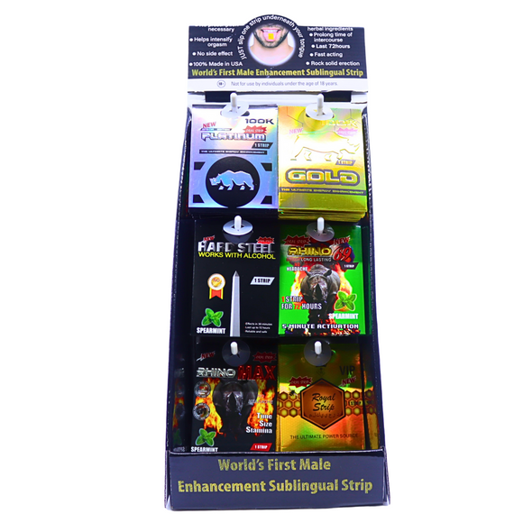MALE ENHANCEMENT SUBLINGUAL STRIP DISPLAY OF 90
