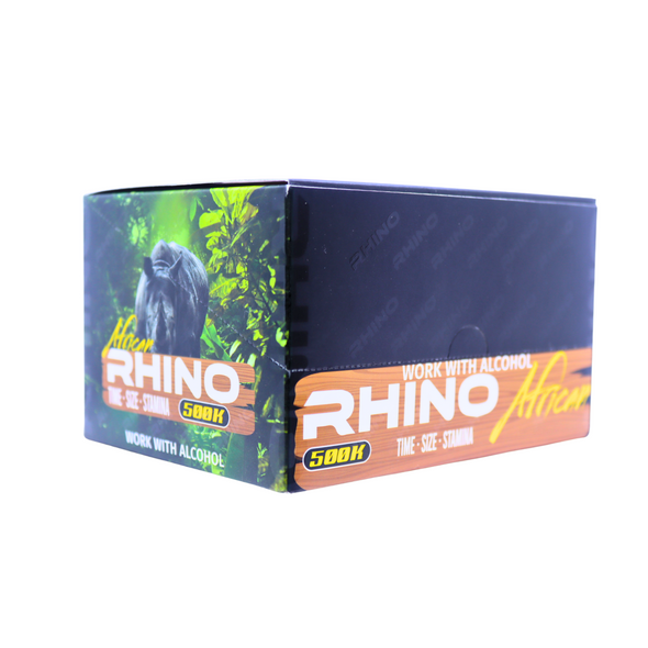 RHINO AFRICAN 500K PREMIUM MALE ENHANCEMENT SHOTS DISPLAY OF 12