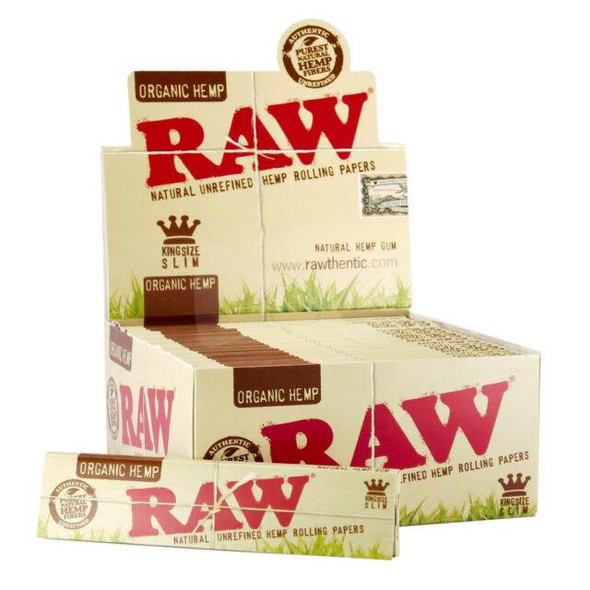 RAW - ORGANIC KING SIZE SLIM ROLLING PAPERS DISPLAY OF 50 (RAW-25)