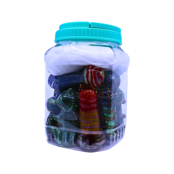 4" PREMIUM HEAVY HANDPIPE MIX DESIGN JAR OF 15 (JAR-64)