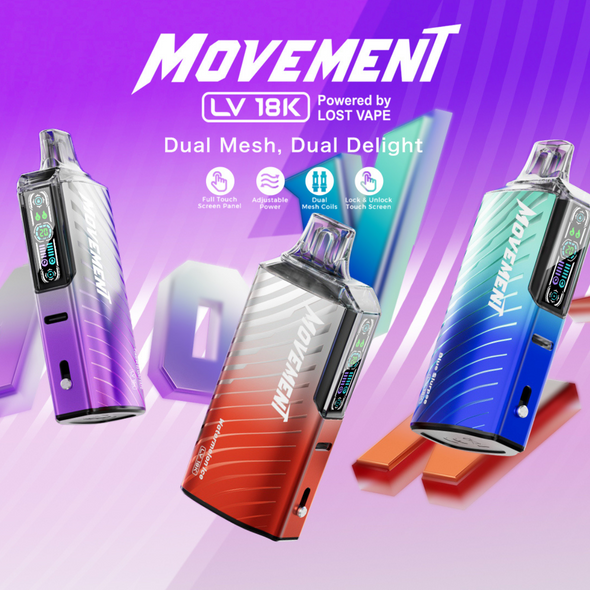 MOVEMENT LV18000 BY LOST VAPE 18000 PUFFS 18ML DISPOSABLE DISPLAY OF 5