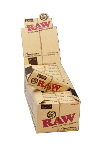 RAW 1 1/4 CONNOISSEUR PAPER WITH CLASSIC TIP - 24CT (RAW-5)