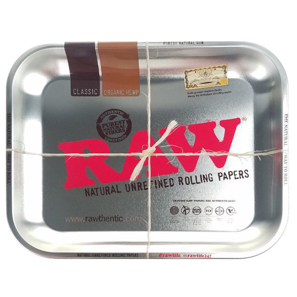 RAW - ROLLING TRAY METAL SILVER - LARGE (RAWTRAY-9)