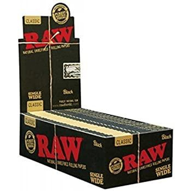 RAW BLACK SINGLE WIDE PAPER - 25CT(RAW-63)