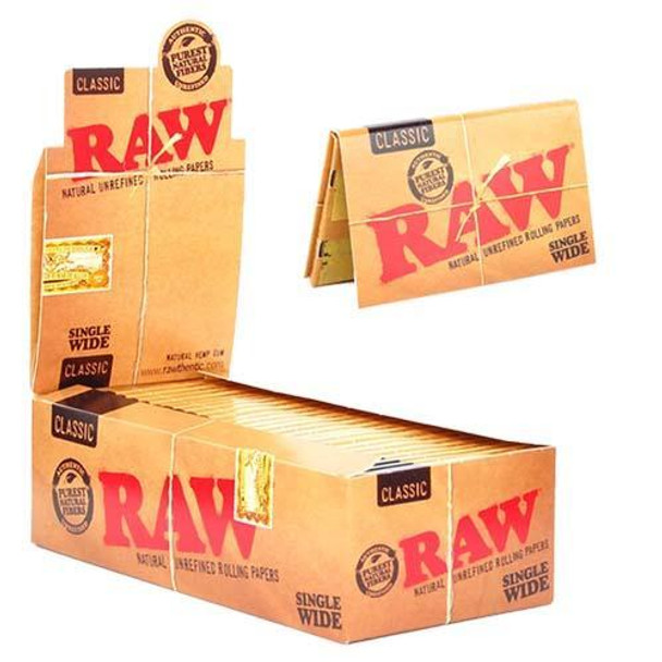 RAW CLASSIC SINGLE WIDE ROLLING PAPER 25CT (RAW-69)