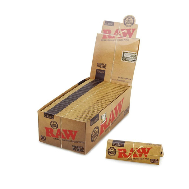 RAW CLASSIC SINGLE WIDE ROLLING PAPER 50CT (RAW-71)