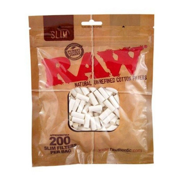 RAW SLIM COTTON FILTER PLUGS BAG 200 CT (RAW-72)
