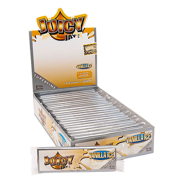 JUICY JAYS SUPERFINE 1-1/4 ROLLING PAPERS DISPLAY OF 24