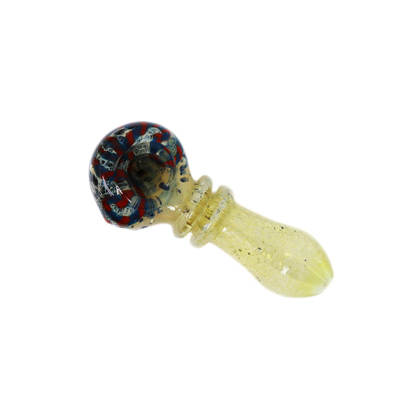 DOUBLE RINGS GOLD FRIT COLOR HEAD HANDPIPE 4" (HP-69)