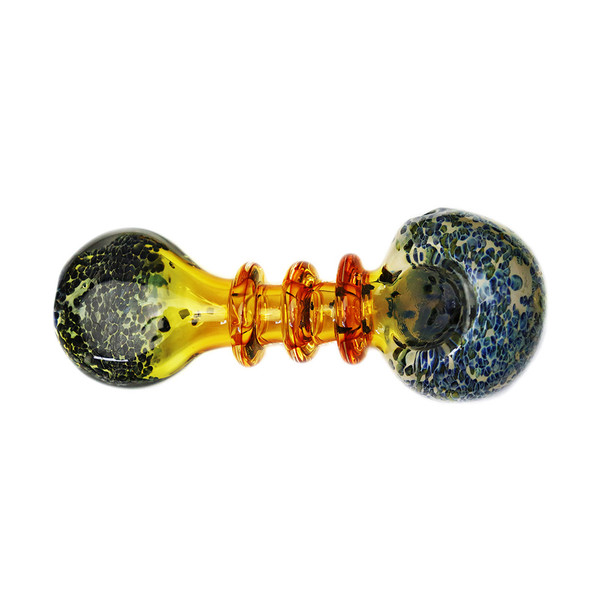 TRIPLE RING GOLD FUMED FLAT MOUTH HAND PIPE 4" (HP-86)