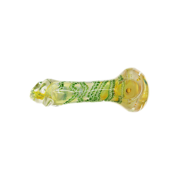 SNAKE WRAPPED TWISTED MOUTH PREMIUM HAND PIPE 4" (HP-102)