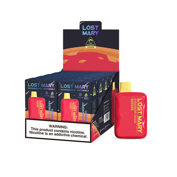 Delight in the luscious blend of ripe strawberries and tropical mangoes with Strawberry Mango from the LOST MARY SPACE EDITION BY ELF BAR collection, available at wisemenwholesale.com. Experience the perfect balance of sweet and tangy strawberries combined with the exotic juiciness of mangoes. Each puff will transport you to a tropical oasis, surrounded by the flavors of paradise.