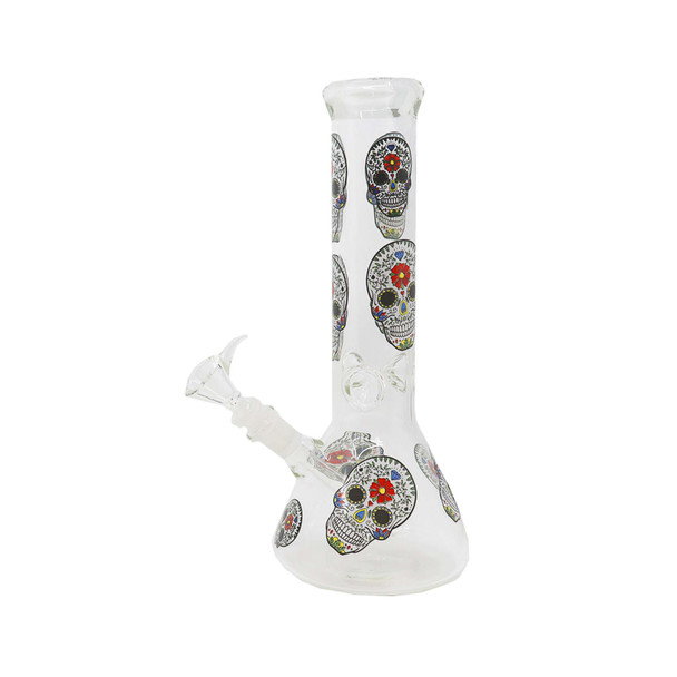 SKULL DESIGN BEAKER WATERPIPE 12" (WP-9)