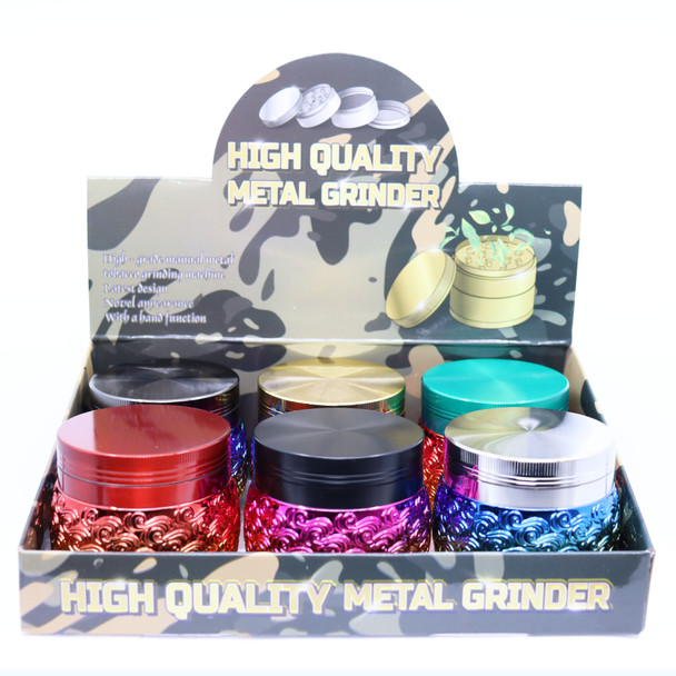 BARREL COLORFUL DESIGNS 4 PART 59MM GRINDER DISPLAY OF 6