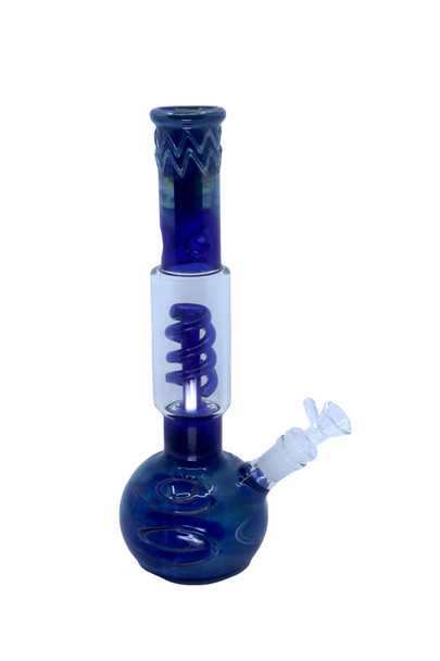 11.5" ROUND BOTTOM COIL PERC WATER PIPE ASSORTED STYLES/COLORS (WP-35)