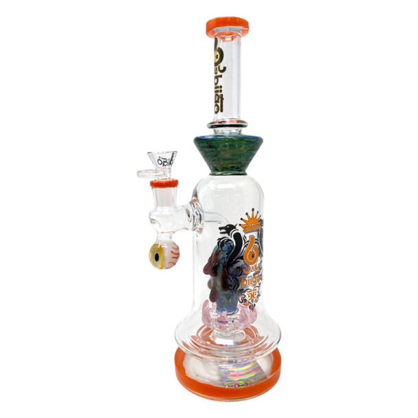 BIIGO GLASS 13.5" GLASS MONSTER DRIP EYE PERC WATER PIPE BY LOOKAH (WP-335)