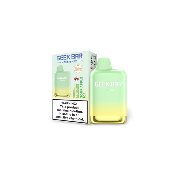 GEEK BAR MELOSO MAX Sour Apple Ice Vape Flavor: Tangy and sour apple flavor with a cool menthol finish available at Wisemen Wholesale.