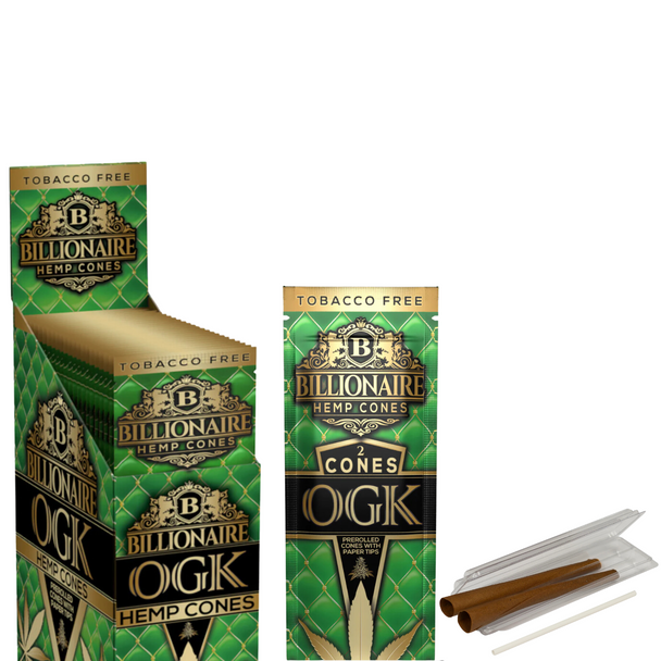 BILLIONAIRE HEMP WRAP CONES 2 CONES PER PACK DISPLAY OF 10