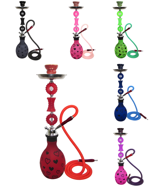 ZEBRA HEART 29" HOOKAH ONE HOSE  ASSORTED COLORS