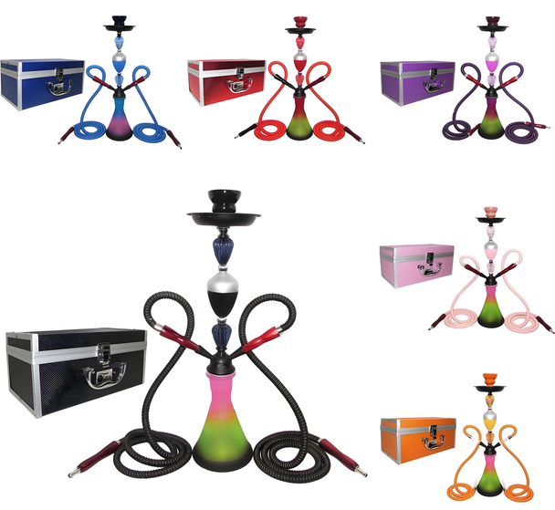 TANYA CLEAR SKY HOOKAH 2 HOSE WITH TRAVELING CASE ASSORTED COLORS