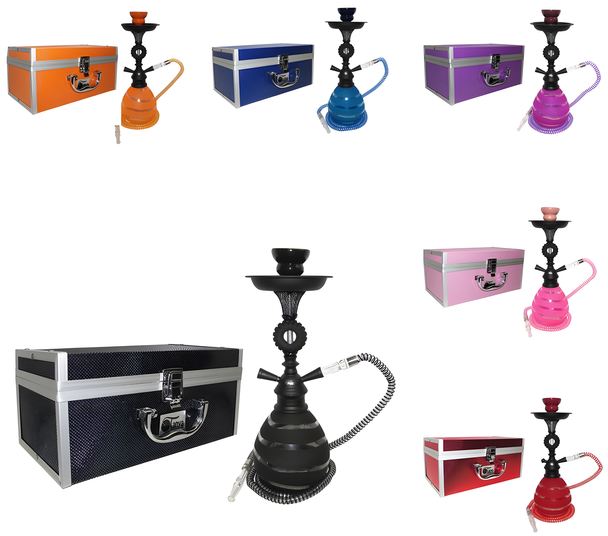 TANYA HEART HOOKAH ONE HOSE WITH TRAVELING CASE ASSORTED COLORS