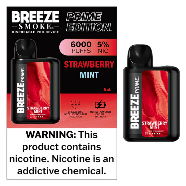 BREEZE SMOKE PRIME EDITION 6000 PUFFS DISPOSABLES DISPLAY OF 5