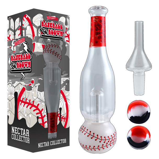 DABTIZED BASEBALL BLOWN GLASS NECTAR COLLECTOR