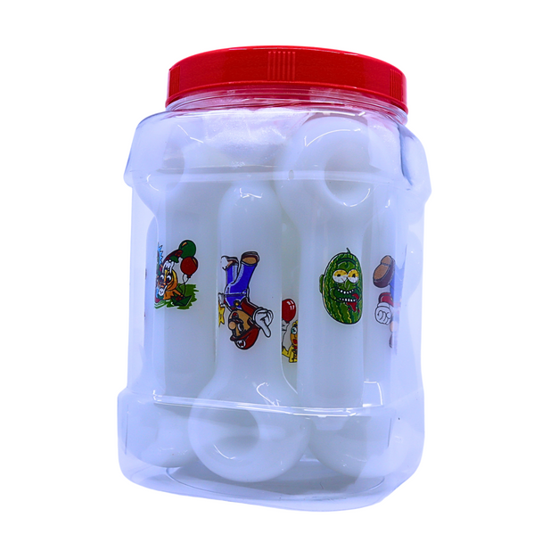 4" RICK N MORTY WITH MARIO LOGO PREMIUM HAND PIPE JAR OF 10 (JAR-54)