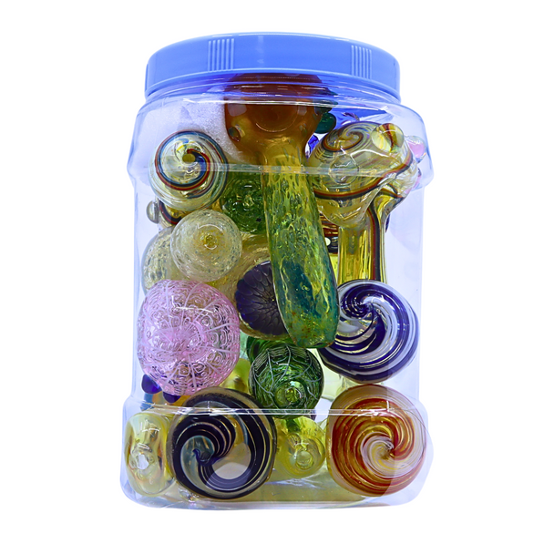 3.5" PREMIUM GLASS MIXED HANDPIPE JAR OF 15 (JAR-56)