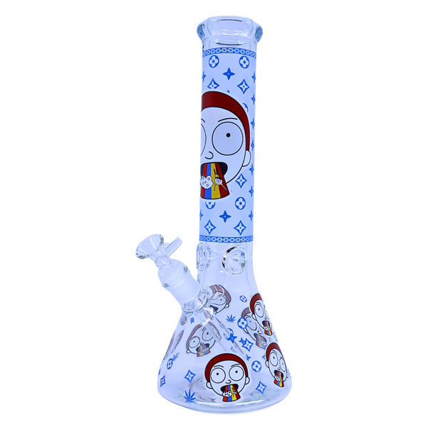 14" PREMIUM GLASS WATER PIPES GLOW IN THE DARK MIXED DESIGN (WP-373)