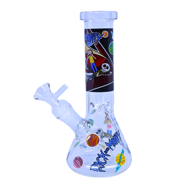 8" PREMIUM GLASS WATER PIPES GLOW IN THE DARK MIXED DESIGN (WP-377)