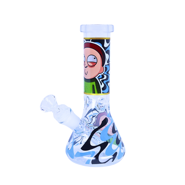 8" PREMIUM GLASS WATER PIPES GLOW IN THE DARK MIXED DESIGN (WP-378)