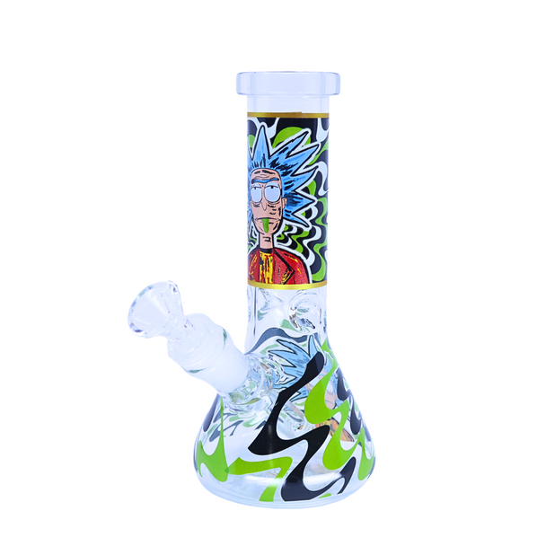 8" PREMIUM GLASS WATER PIPES GLOW IN THE DARK MIXED DESIGN (WP-378)