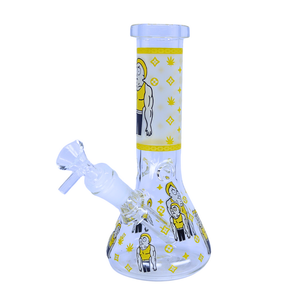 8" PREMGLASS WATER PIPES GLOW IN THE DARK MIXED DESIGN (WP-380)