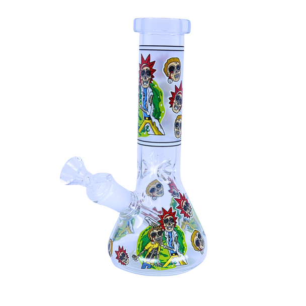 8" PREMGLASS WATER PIPES GLOW IN THE DARK MIXED DESIGN (WP-381)