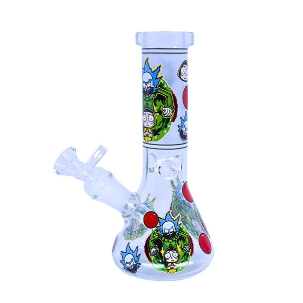8" PREMGLASS WATER PIPES GLOW IN THE DARK MIXED DESIGN (WP-381)
