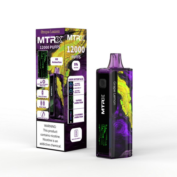 MTRX 12000 PUFF 15ML 5% NIC WITH HD ANIMATION DISPLAY SCREEN DISPOSABLE DISPLAY OF 5