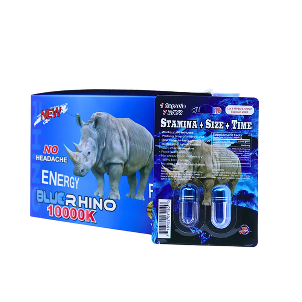 BLUE RHINO EXTREME 10000K PREMIUM MALE ENHANCEMENT PILL (2CT) DISPLAY OF 24