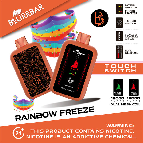 BLURRBAR 20ML 18000 PUFFS DISPOSABLE TOUCH SWITCH DISPLAY OF 5